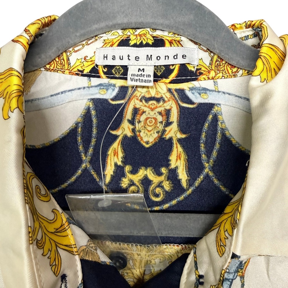 Baroque Chain‎ Print Button Down Scarf Print Old Money Quiet Luxury Mob wife - Picture 3 of 8